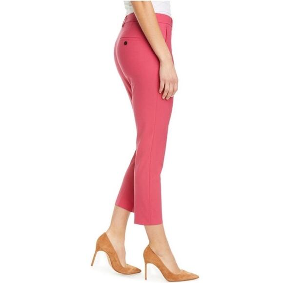 Theory Womens Treeca 2 Good Wool Cropped Watermelon Pink Tailored Dress Pants 2 - Picture 3 of 15